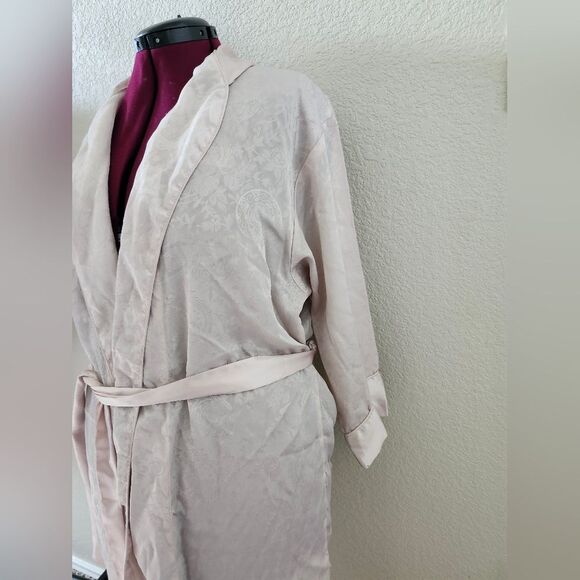 Gold Label Victoria's Secret Vintage 90s Pastel Pink Satin Paisley Long Robe S - Picture 6 of 11
